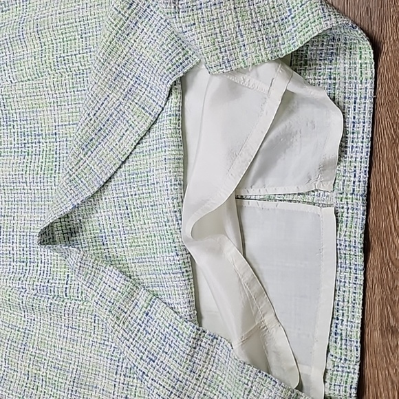 NWT Alex Marie Star Ivory Blue Green Tweed Cap Sleeve Knee Length Sheath Dress - Picture 9 of 16
